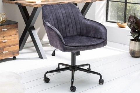 Invicta Interior INVICTA krzesło biurkowe TURIN - fotel ciemnoszary aksamit, metal Invicta Interior INVICTA krzesło biurkowe TURIN - fotel ciemnoszary aksamit, metal