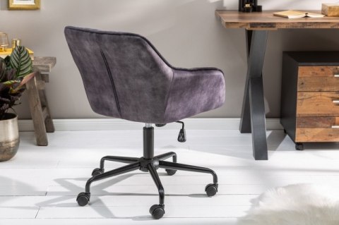 Invicta Interior INVICTA krzesło biurkowe TURIN - fotel ciemnoszary aksamit, metal Invicta Interior INVICTA krzesło biurkowe TURIN - fotel ciemnoszary aksamit, metal