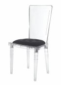 King Home Krzesło CONTAR transparentne - czarna poduszka velvet, poliwęglan King Home Krzesło CONTAR transparentne - czarna poduszka velvet, poliwęglan