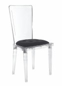 King Home Krzesło CONTAR transparentne - czarna poduszka velvet, poliwęglan King Home Krzesło CONTAR transparentne - czarna poduszka velvet, poliwęglan