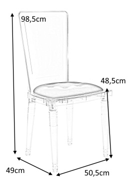 King Home Krzesło CONTAR transparentne - czarna poduszka velvet, poliwęglan