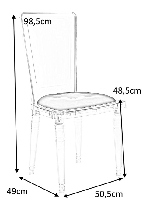 King Home Krzesło CONTAR transparentne - czarna poduszka velvet, poliwęglan King Home Krzesło CONTAR transparentne - czarna poduszka velvet, poliwęglan