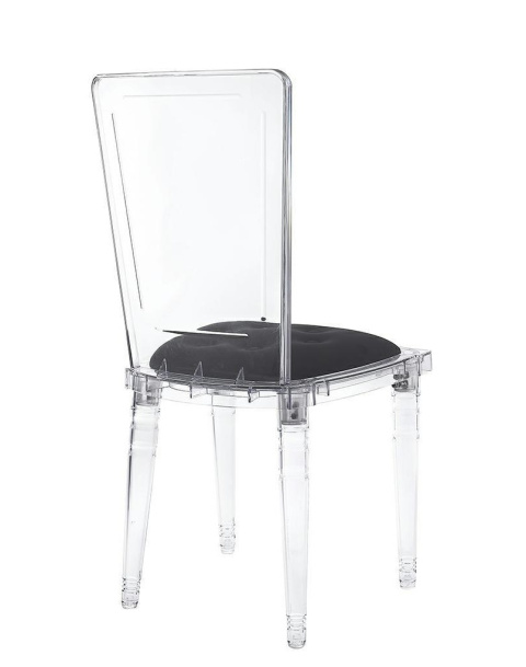 King Home Krzesło CONTAR transparentne - czarna poduszka velvet, poliwęglan King Home Krzesło CONTAR transparentne - czarna poduszka velvet, poliwęglan