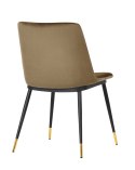 King Home Krzesło DIEGO khaki welur, podstawa metalowa czarno złota King Home Krzesło DIEGO khaki welur, podstawa metalowa czarno złota
