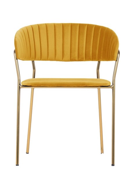 King Home Krzesło MARGO żółte welur, metal złoty King Home Krzesło MARGO żółte welur, metal złoty