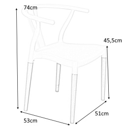 King Home Krzesło WISHBONE białe - polipropylen, drewno bukowe