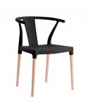King Home Krzesło WISHBONE czarne - polipropylen, drewno bukowe
