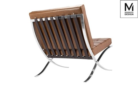 Modesto Design MODESTO fotel BARCELON VINTAGE PU - brązowa ekoskóra, stal polerowana - mini sofa pikowana Modesto Design MODESTO fotel BARCELON VINTAGE PU - brązowa ekoskóra, stal polerowana - mini sofa pikowana