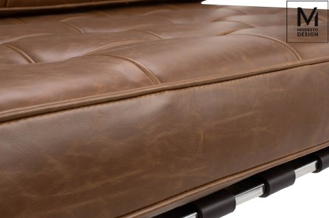 Modesto Design MODESTO fotel BARCELON VINTAGE PU - brązowa ekoskóra, stal polerowana - mini sofa pikowana Modesto Design MODESTO fotel BARCELON VINTAGE PU - brązowa ekoskóra, stal polerowana - mini sofa pikowana