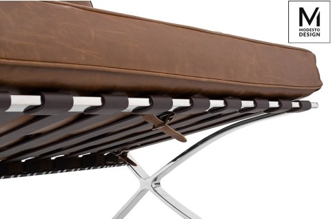Modesto Design MODESTO fotel BARCELON VINTAGE PU - brązowa ekoskóra, stal polerowana - mini sofa pikowana Modesto Design MODESTO fotel BARCELON VINTAGE PU - brązowa ekoskóra, stal polerowana - mini sofa pikowana