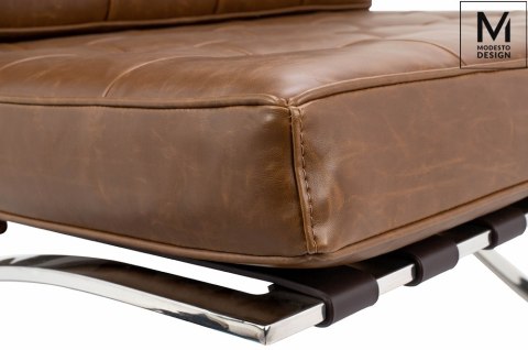 Modesto Design MODESTO fotel BARCELON VINTAGE PU - brązowa ekoskóra, stal polerowana - mini sofa pikowana Modesto Design MODESTO fotel BARCELON VINTAGE PU - brązowa ekoskóra, stal polerowana - mini sofa pikowana