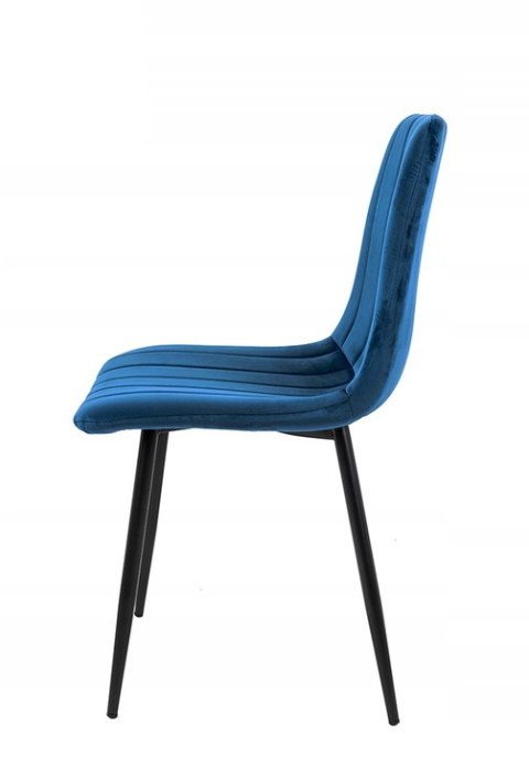 Modesto Design MODESTO krzesło LARA ciemny niebieski - welur, nogi metal czarne Modesto Design MODESTO krzesło LARA ciemny niebieski - welur, nogi metal czarne