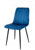 Modesto Design MODESTO krzesło LARA ciemny niebieski - welur, nogi metal czarne Modesto Design MODESTO krzesło LARA ciemny niebieski - welur, nogi metal czarne