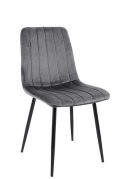 Modesto Design MODESTO krzesło tapicerowane LARA szare - welur, nogi metal czarny Modesto Design MODESTO krzesło tapicerowane LARA szare - welur, nogi metal czarny