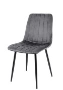 Modesto Design MODESTO krzesło tapicerowane LARA szare - welur, nogi metal czarny Modesto Design MODESTO krzesło tapicerowane LARA szare - welur, nogi metal czarny