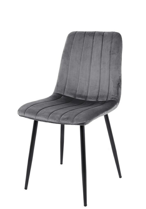 Modesto Design MODESTO krzesło tapicerowane LARA szare - welur, nogi metal czarny Modesto Design MODESTO krzesło tapicerowane LARA szare - welur, nogi metal czarny