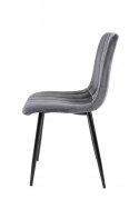Modesto Design MODESTO krzesło tapicerowane LARA szare - welur, nogi metal czarny