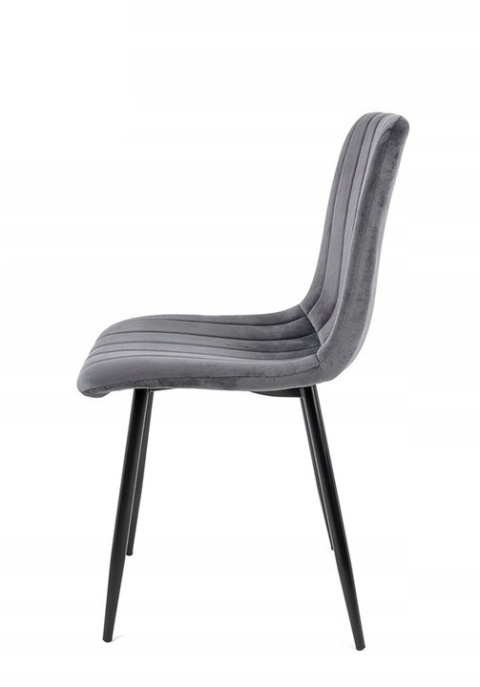 Modesto Design MODESTO krzesło tapicerowane LARA szare - welur, nogi metal czarny Modesto Design MODESTO krzesło tapicerowane LARA szare - welur, nogi metal czarny