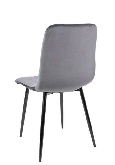 Modesto Design MODESTO krzesło tapicerowane LARA szare - welur, nogi metal czarny Modesto Design MODESTO krzesło tapicerowane LARA szare - welur, nogi metal czarny
