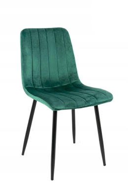 Modesto Design MODESTO krzesło tapicerowane LARA zielone - welur, nogi metal czarny