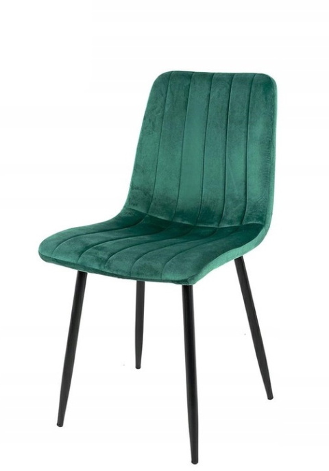 Modesto Design MODESTO krzesło tapicerowane LARA zielone - welur, nogi metal czarny Modesto Design MODESTO krzesło tapicerowane LARA zielone - welur, nogi metal czarny