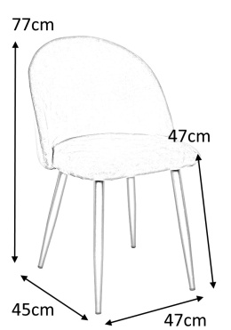 Modesto Design MODESTO krzesło tapicerowane NICOLE czarne - welur, nogi metal czarne