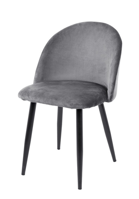 Modesto Design MODESTO krzesło NICOLE szare - welur, nogi metal czarne Modesto Design MODESTO krzesło NICOLE szare - welur, nogi metal czarne