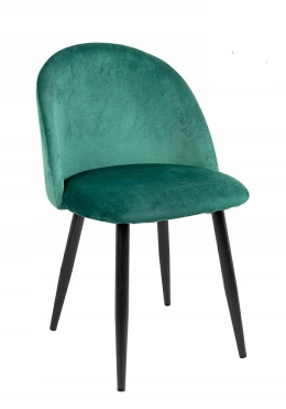Modesto Design MODESTO krzesło NICOLE zielone - welur, nogi metal czarne