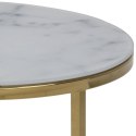ACTONA Zestaw stolików kawowych Alisma okrągłe, okrągłe szklane z imitacją marmuru, złoty stelaż