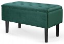 Halmar CLEO ławka z pojemnikiem tkanina ciemny zielony, lite drewno kauczukowe czarny, 80x40