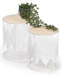 ŁAWA OKRĄGŁA FOLLA zestaw 2 STOLIK Halmar stal malowana BIAŁA / MDF okleinowany NATURALNY fi 40, fi 33 ŁAWA OKRĄGŁA FOLLA zestaw 2 STOLIK Halmar stal malowana BIAŁA / MDF okleinowany NATURALNY fi 40, fi 33