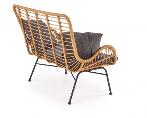 Halmar sofa Kanapa IKARO XL rattan synt. naturalny-czarny stal malowana, tkanina popielaty Halmar sofa Kanapa IKARO XL rattan synt. naturalny-czarny stal malowana, tkanina popielaty