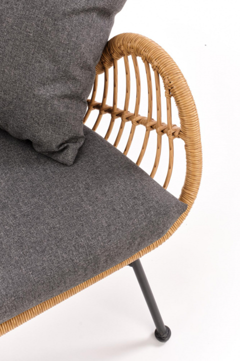 Halmar sofa Kanapa IKARO XL rattan synt. naturalny-czarny stal malowana, tkanina popielaty Halmar sofa Kanapa IKARO XL rattan synt. naturalny-czarny stal malowana, tkanina popielaty