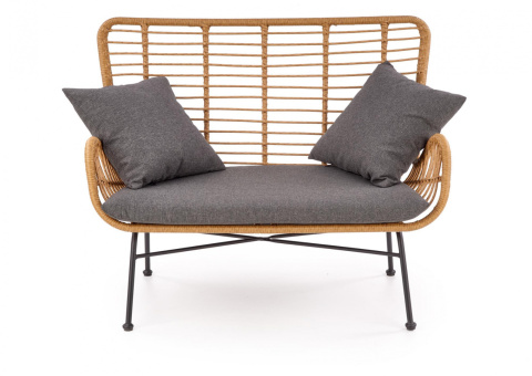 Halmar sofa Kanapa IKARO XL rattan synt. naturalny-czarny stal malowana, tkanina popielaty Halmar sofa Kanapa IKARO XL rattan synt. naturalny-czarny stal malowana, tkanina popielaty