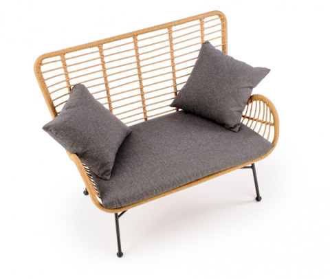Halmar sofa Kanapa IKARO XL rattan synt. naturalny-czarny stal malowana, tkanina popielaty Halmar sofa Kanapa IKARO XL rattan synt. naturalny-czarny stal malowana, tkanina popielaty