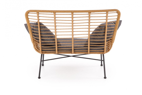 Halmar sofa Kanapa IKARO XL rattan synt. naturalny-czarny stal malowana, tkanina popielaty Halmar sofa Kanapa IKARO XL rattan synt. naturalny-czarny stal malowana, tkanina popielaty