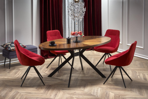 Halmar stół owalny LOCARNO blat MDF okleinowany - orzechowy, noga stal malowana - czarny 170x90 Halmar stół owalny LOCARNO blat MDF okleinowany - orzechowy, noga stal malowana - czarny 170x90