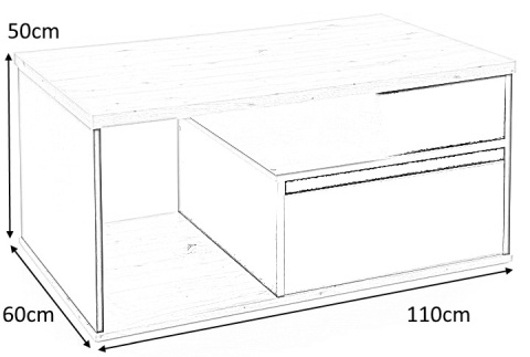 Halmar ława z szufladą PANTERA płyta okleinowana kolor dąb wotan/czarny 110x60 Halmar ława z szufladą PANTERA płyta okleinowana kolor dąb wotan/czarny 110x60