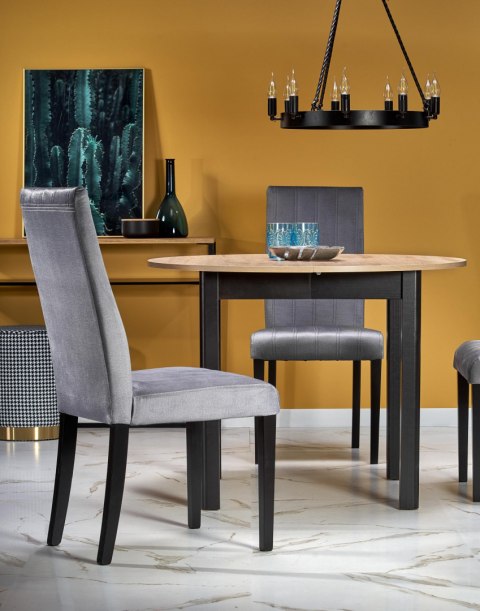 Halmar stół RINGO blat MDF okleinowany dąb artisan, nogi - czarny (102-142x102x76 cm) Halmar stół RINGO blat MDF okleinowany dąb artisan, nogi - czarny (102-142x102x76 cm)