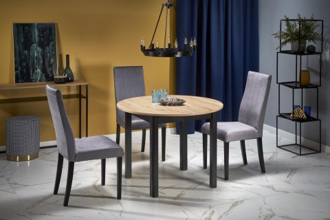 Halmar stół RINGO blat MDF okleinowany dąb artisan, nogi - czarny (102-142x102x76 cm) Halmar stół RINGO blat MDF okleinowany dąb artisan, nogi - czarny (102-142x102x76 cm)
