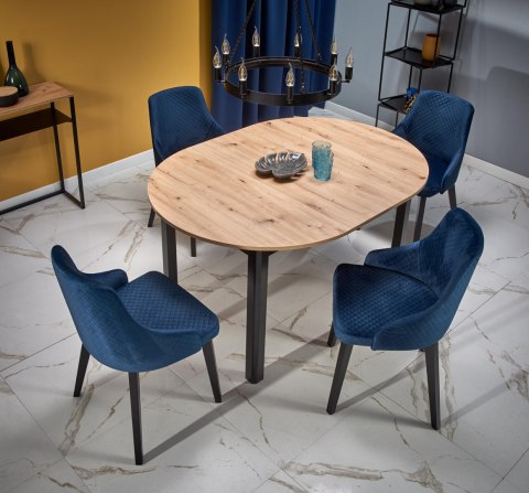 Halmar stół RINGO blat MDF okleinowany dąb artisan, nogi - czarny (102-142x102x76 cm) Halmar stół RINGO blat MDF okleinowany dąb artisan, nogi - czarny (102-142x102x76 cm)
