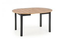 Halmar stół RINGO blat MDF okleinowany dąb artisan, nogi - czarny (102-142x102x76 cm)