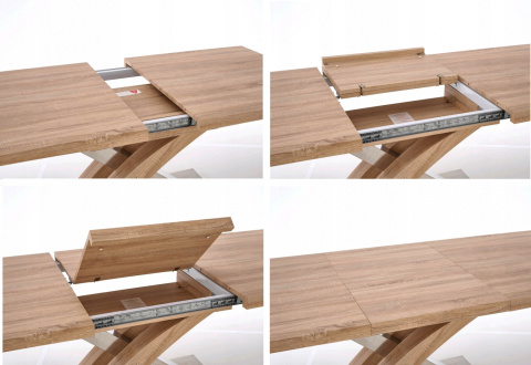 Halmar SANDOR 3 stół rozkładany, blat MDF laminat - dąb złoty, nogi - dąb złoty / czarny stal malowana 160-220x90 Halmar SANDOR 3 stół rozkładany, blat MDF laminat - dąb złoty, nogi - dąb złoty / czarny stal malowana 160-220x90