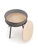 Halmar ława stolik ze schowkiem TROFEA MDF + okleina naturalny/czarny stal malowana, rattan synt. fi 40 Halmar ława stolik ze schowkiem TROFEA MDF + okleina naturalny/czarny stal malowana, rattan synt. fi 40