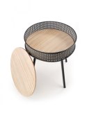 Halmar ława stolik ze schowkiem TROFEA MDF + okleina naturalny/czarny stal malowana, rattan synt. fi 40 Halmar ława stolik ze schowkiem TROFEA MDF + okleina naturalny/czarny stal malowana, rattan synt. fi 40
