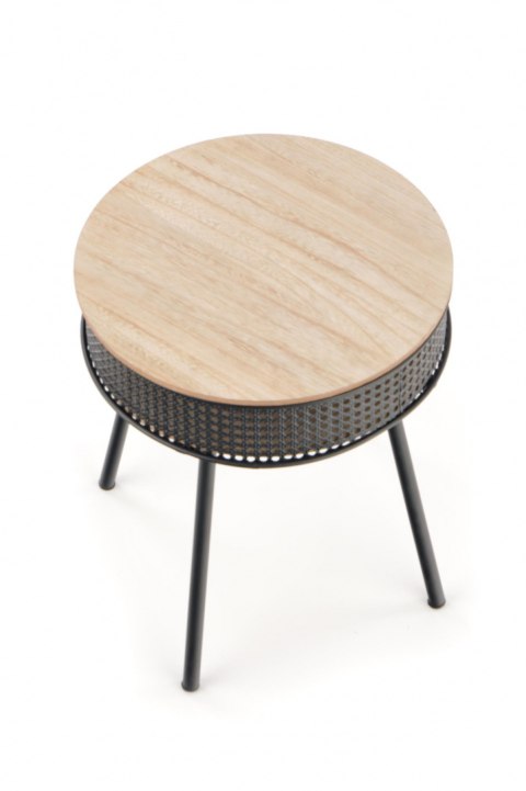 Halmar ława stolik ze schowkiem TROFEA MDF + okleina naturalny/czarny stal malowana, rattan synt. fi 40 Halmar ława stolik ze schowkiem TROFEA MDF + okleina naturalny/czarny stal malowana, rattan synt. fi 40