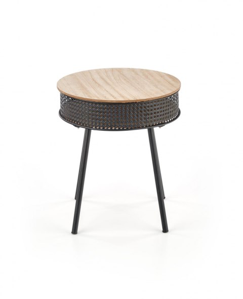 Halmar ława stolik ze schowkiem TROFEA MDF + okleina naturalny/czarny stal malowana, rattan synt. fi 40 Halmar ława stolik ze schowkiem TROFEA MDF + okleina naturalny/czarny stal malowana, rattan synt. fi 40
