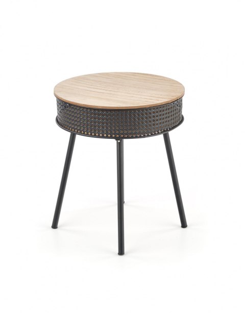 Halmar ława stolik ze schowkiem TROFEA MDF + okleina naturalny/czarny stal malowana, rattan synt. fi 40 Halmar ława stolik ze schowkiem TROFEA MDF + okleina naturalny/czarny stal malowana, rattan synt. fi 40