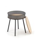 Halmar ława stolik ze schowkiem TROFEA MDF + okleina naturalny/czarny stal malowana, rattan synt. fi 40 Halmar ława stolik ze schowkiem TROFEA MDF + okleina naturalny/czarny stal malowana, rattan synt. fi 40
