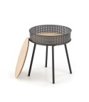 Halmar ława stolik ze schowkiem TROFEA MDF + okleina naturalny/czarny stal malowana, rattan synt. fi 40 Halmar ława stolik ze schowkiem TROFEA MDF + okleina naturalny/czarny stal malowana, rattan synt. fi 40